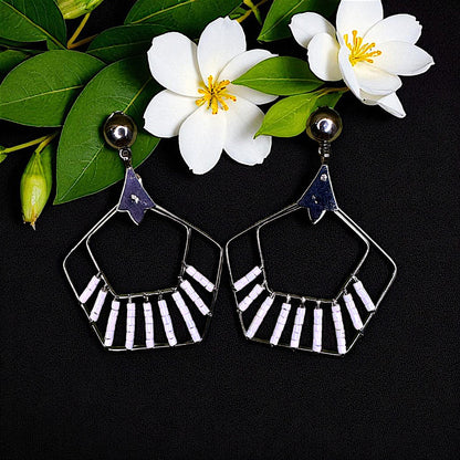 Beaded Pentagon Earrings