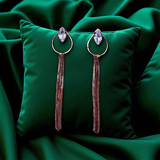 Dazzle in Stone & Chain Earrings - Perfect Party Accessory