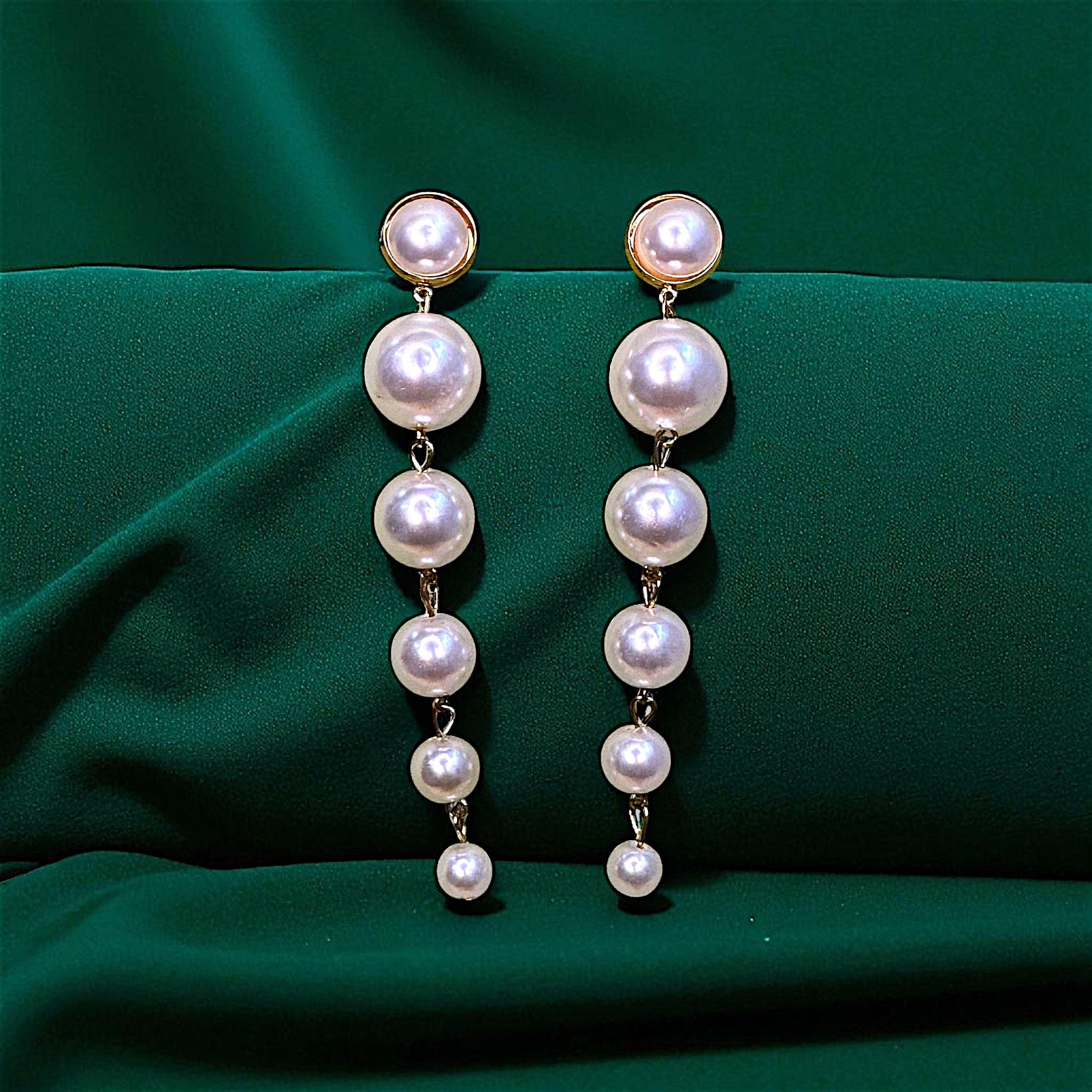 Long White Bead Earrings Golden Base Earrings bead Ear Rings Earrings ethnic party Trincket Jewellry Jewelry Jewellery