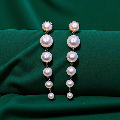 Long White Bead Earrings Golden Base Earrings bead Ear Rings Earrings ethnic party Trincket Jewellry Jewelry Jewellery