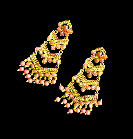 Golden Base Long Heavy Dangles Light Pink Jewelry Ear Rings Earrings Trincket