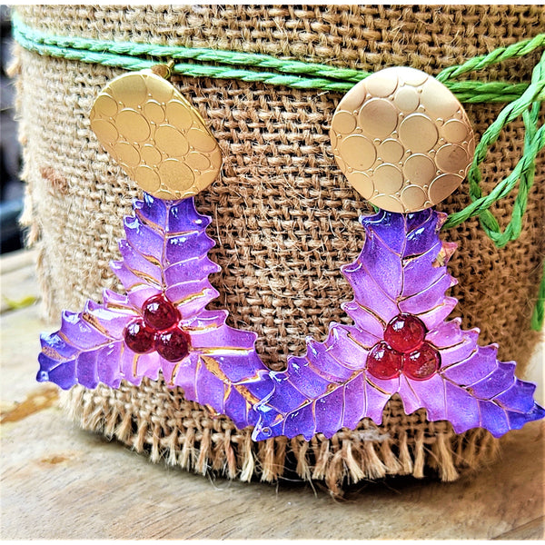 Maple Leaf Earrings Purple Jewelry Ear Rings Earrings Trincket