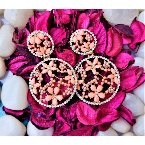Flower pattern round earrings Jewelry Ear Rings Earrings Trincket
