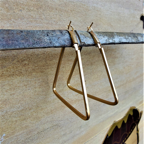 Golden Hoops Tiangle Jewelry Ear Rings Earrings Trincket