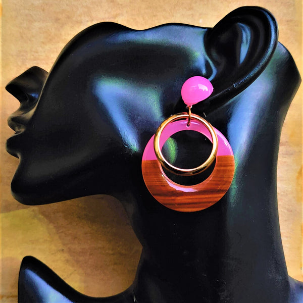 Double color Earrings Pink Jewelry Ear Rings Earrings Trincket