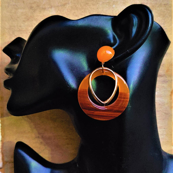 Double color Earrings Orange Jewelry Ear Rings Earrings Trincket