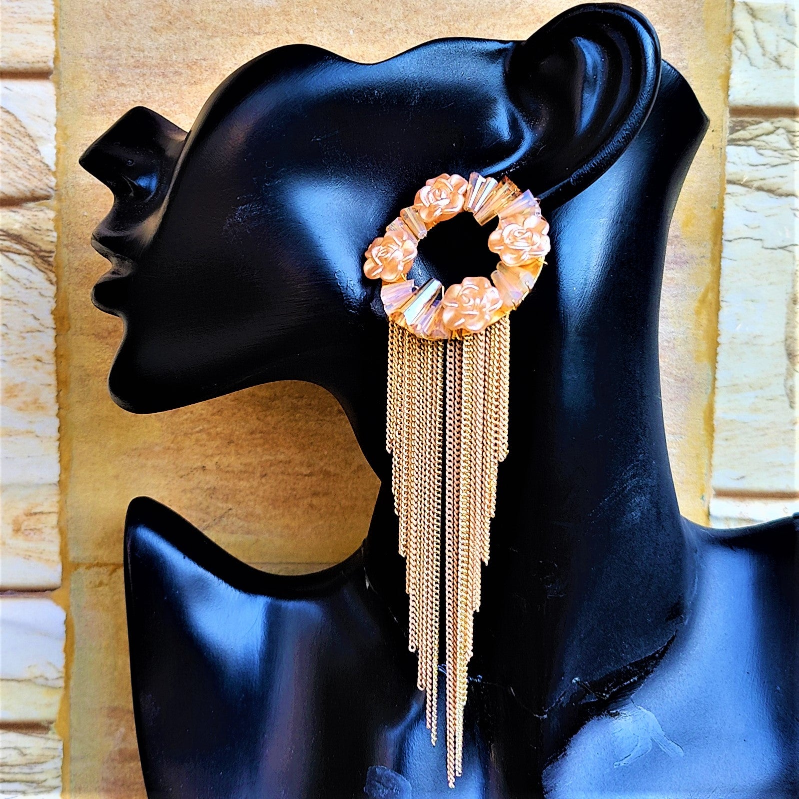Rose Beads Korean Dangler Beige Jewelry Ear Rings Earrings Trincket