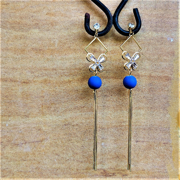 Single Bead Danglers Blue Jewelry Ear Rings Earrings Trincket