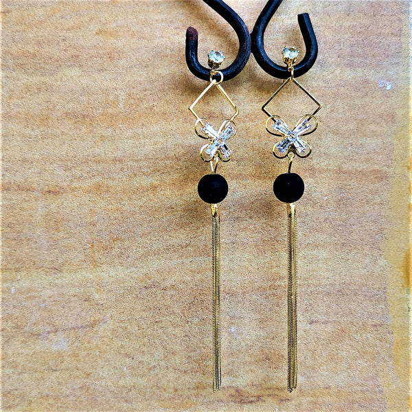 Single Bead Danglers Black Jewelry Ear Rings Earrings Trincket