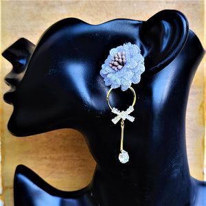 Ruffle Flower Earrings Light Grey Jewelry Ear Rings Earrings Trincket