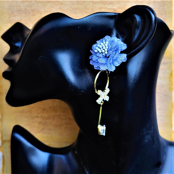 Ruffle Flower Earrings Blue Jewelry Ear Rings Earrings Trincket