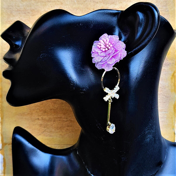 Ruffle Flower Earrings Pink Jewelry Ear Rings Earrings Trincket