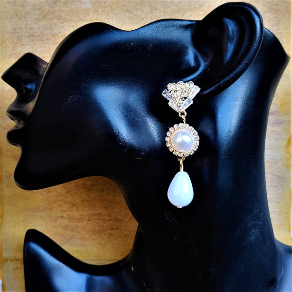 AD Stone studded Drop Earrings White Jewelry Ear Rings Earrings Trincket