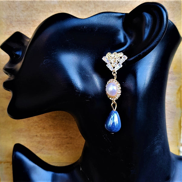 AD Stone studded Drop Earrings Blue Jewelry Ear Rings Earrings Trincket