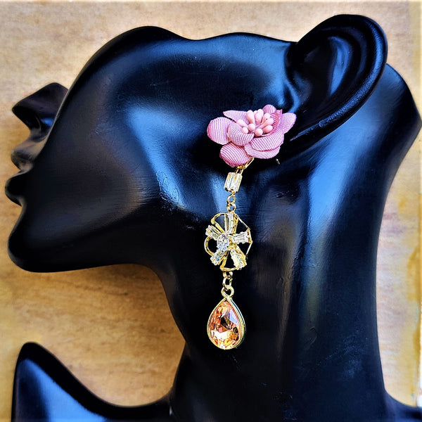 Flower Earrings with Glass Beads Jewelry Ear Rings Earrings Trincket