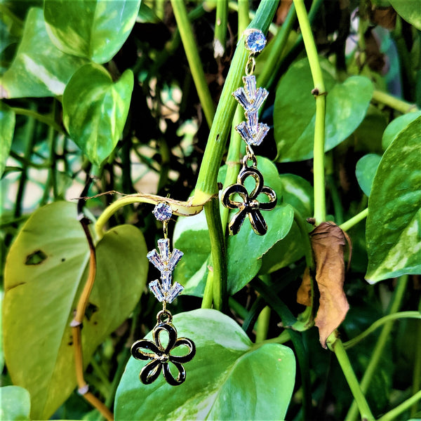 Flower Pattern Earrings Black Jewelry Ear Rings Earrings Trincket