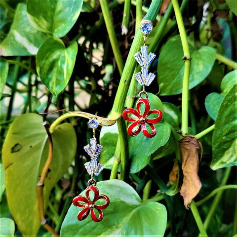 Flower Pattern Earrings Red Jewelry Ear Rings Earrings Trincket