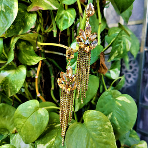 Glass Stone Fancy Danglers Golden Jewelry Ear Rings Earrings Trincket