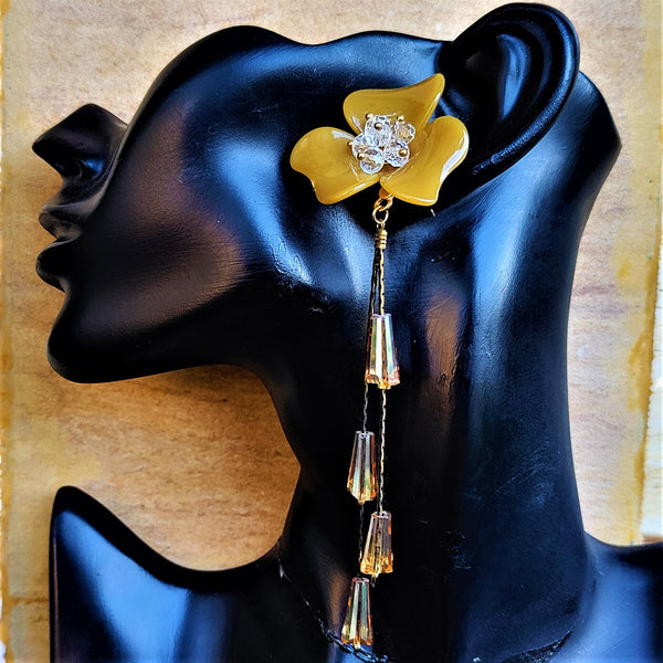 Big flower Earrings with Rice Stones Jewelry Ear Rings Earrings Trincket