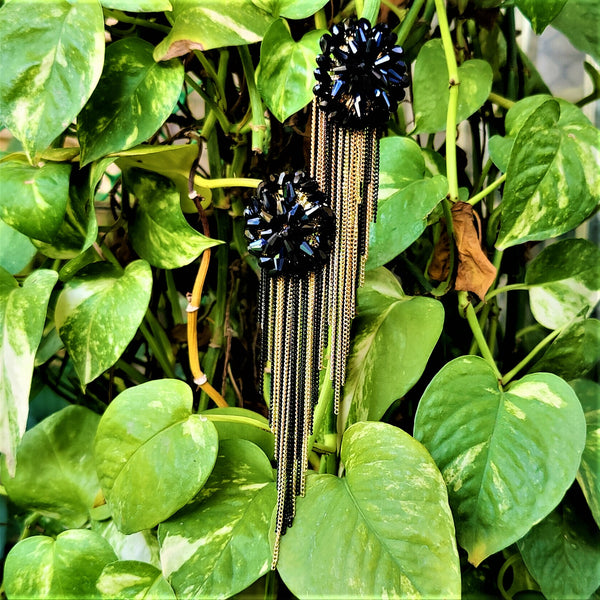 Korean Rice Bead Danglers Black Jewelry Ear Rings Earrings Trincket