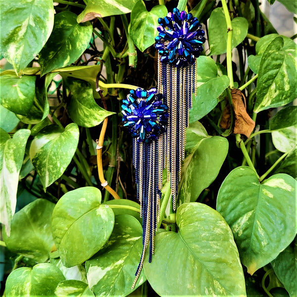 Korean Rice Bead Danglers Blue Jewelry Ear Rings Earrings Trincket