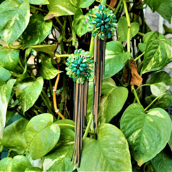 Korean Rice Bead Danglers Green Jewelry Ear Rings Earrings Trincket
