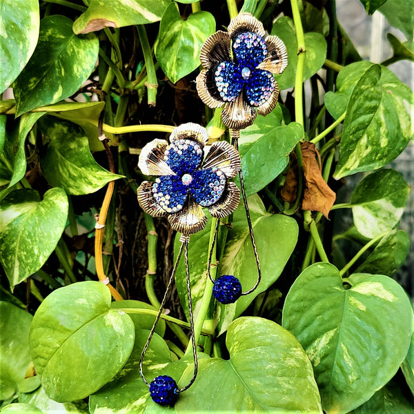 Shimmery Stone Studded Earrings Blue Jewelry Ear Rings Earrings Trincket