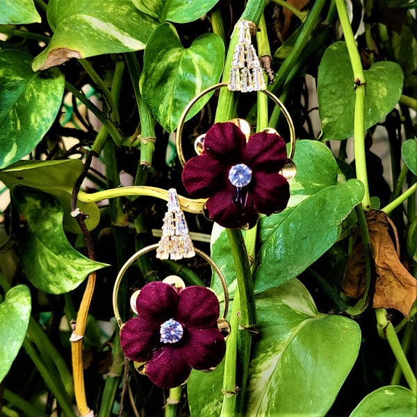 Velvet Flower Earrings Wine Jewelry Ear Rings Earrings Trincket