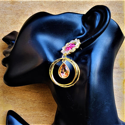 Flower Pattern Glass Stone Earrings Earrings AD Ear Rings Earrings party Trincket Jewellry Jewelry Jewellery