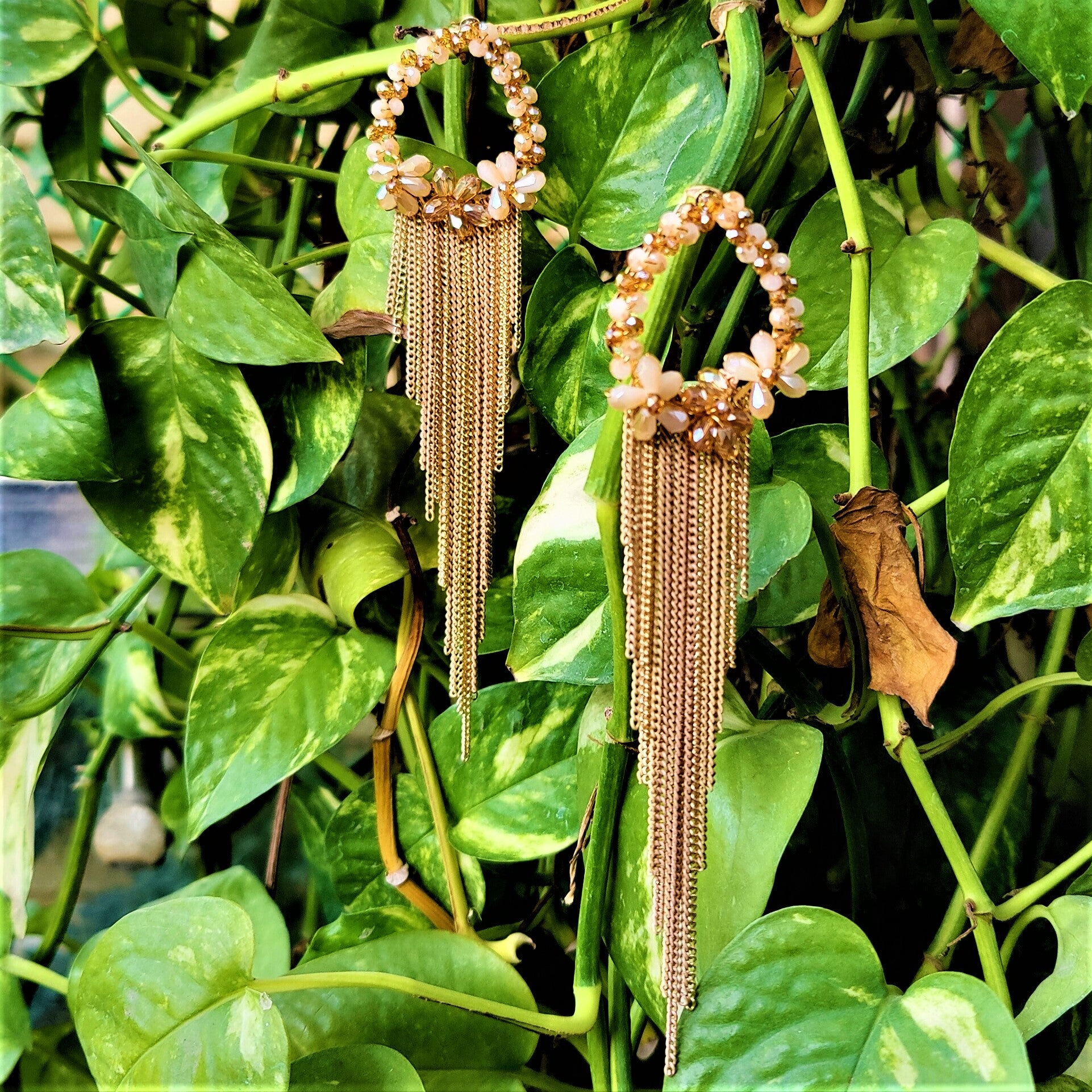 Long Length Korean Danglers Gold Earrings bead Ear Rings Earrings party Trincket Jewellry Jewelry Jewellery