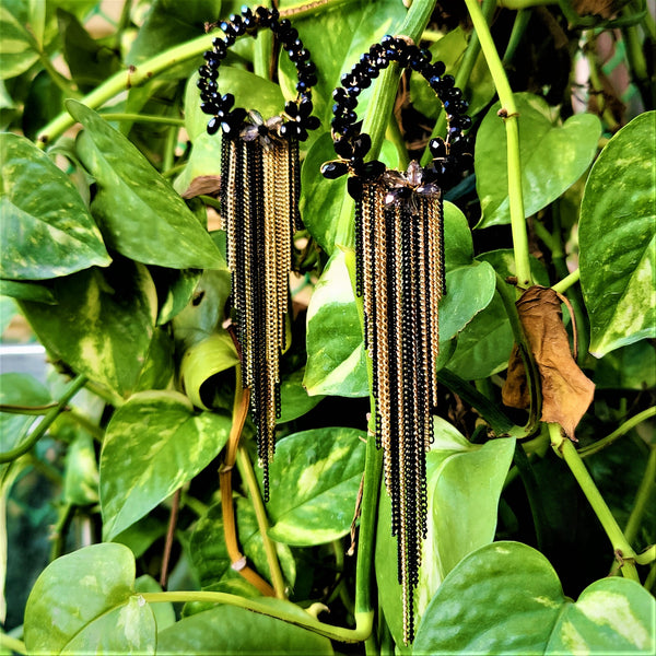 Long Length Korean Danglers Black Jewelry Ear Rings Earrings Trincket