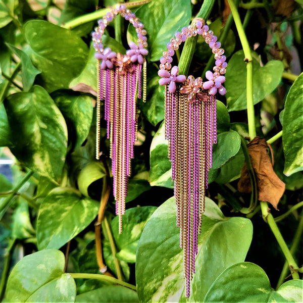 Long Length Korean Danglers Pink Jewelry Ear Rings Earrings Trincket