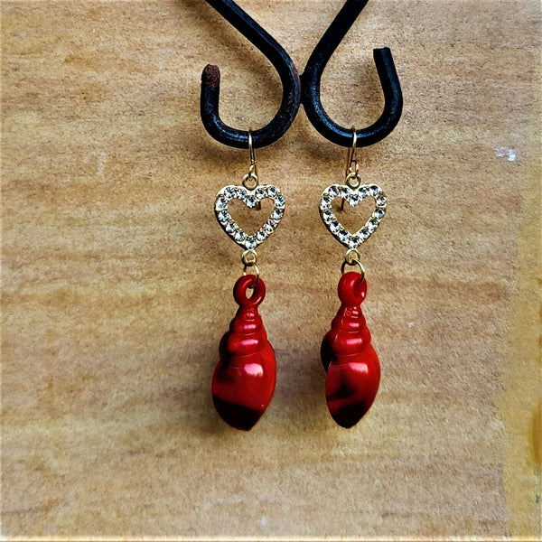 Sea Shell Earrings Red Jewelry Ear Rings Earrings Trincket