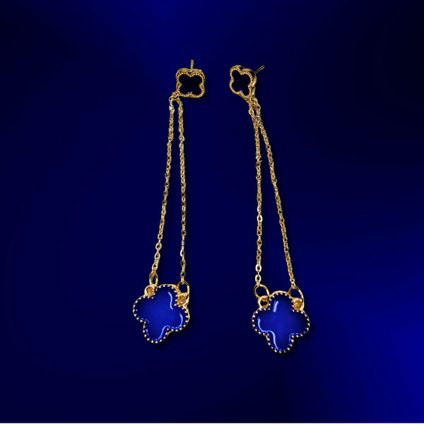 4 Petal Danglers Blue Jewelry Ear Rings Earrings Trincket