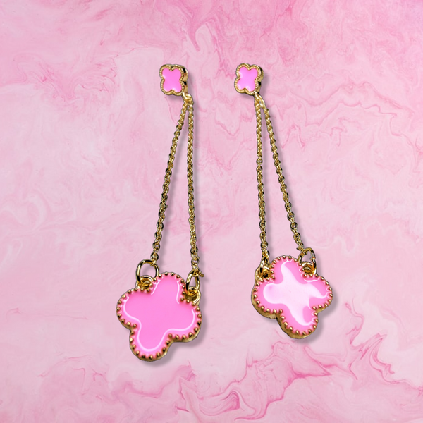4 Petal Danglers Pink Jewelry Ear Rings Earrings Trincket