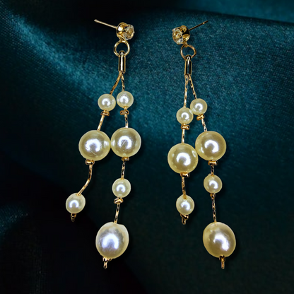 Pearl Bead and Chain White Earrings bead casuals Ear Rings Earrings ethnic office party Trincket Jewellry Jewelry Jewellery