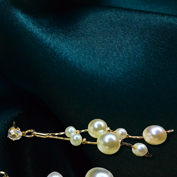 Pearl Bead and Chain Jewelry Ear Rings Earrings Trincket