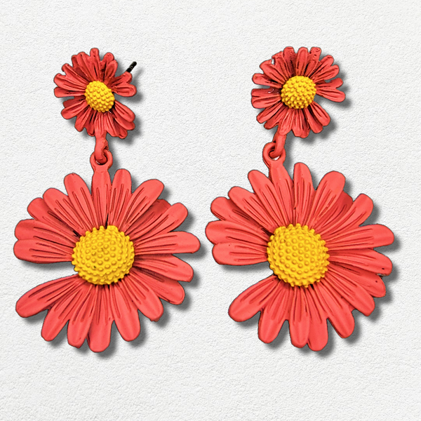 Sunflower Earrings Peach Jewelry Ear Rings Earrings Trincket