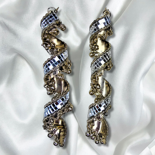 Long Spiral Ethnic Earrings - Adorn Your Style Silver Earrings Ear Rings Earrings ethnic party Trincket Jewellry Jewelry Jewellery