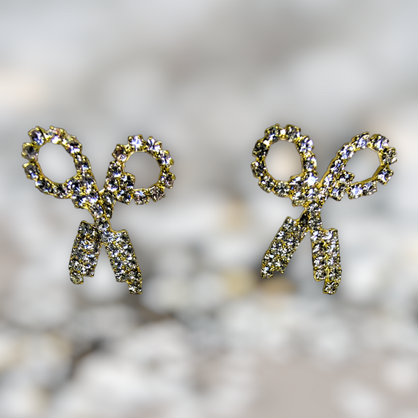 Scissor Style White Stone Earrings Jewelry Ear Rings Earrings Trincket