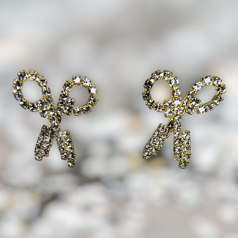Scissor Style White Stone Earrings Jewelry Ear Rings Earrings Trincket