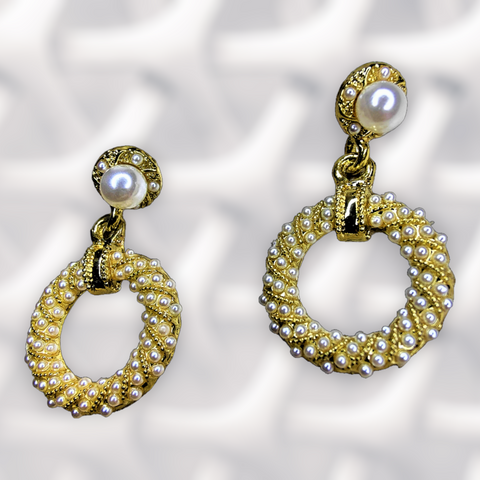 Golden Bead Earrings Circle Jewelry Ear Rings Earrings Trincket