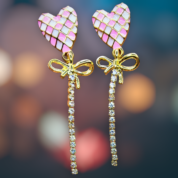Heart Checkered Earrings Jewelry Ear Rings Earrings Trincket