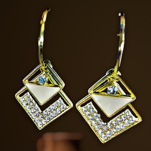 Twin Diamond Shape Hangings Jewelry Ear Rings Earrings Trincket