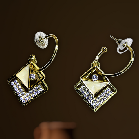 Twin Diamond Shape Hangings Jewelry Ear Rings Earrings Trincket