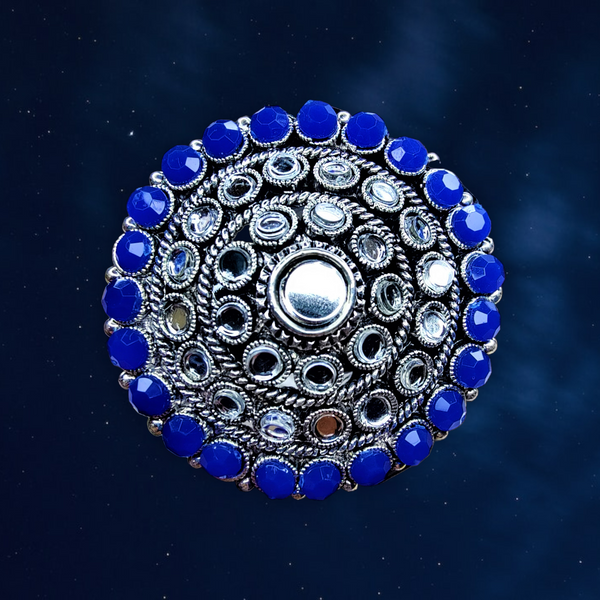 Round Mirror Rings Dark Blue Jewelry Ring Trincket