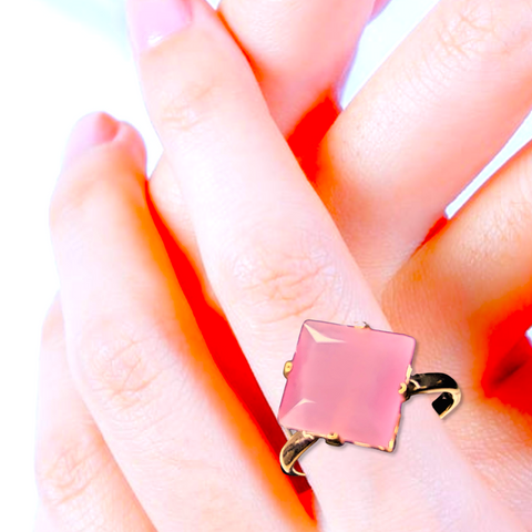 Diamond Shaped Stone Ring Pink Jewelry Ring Trincket