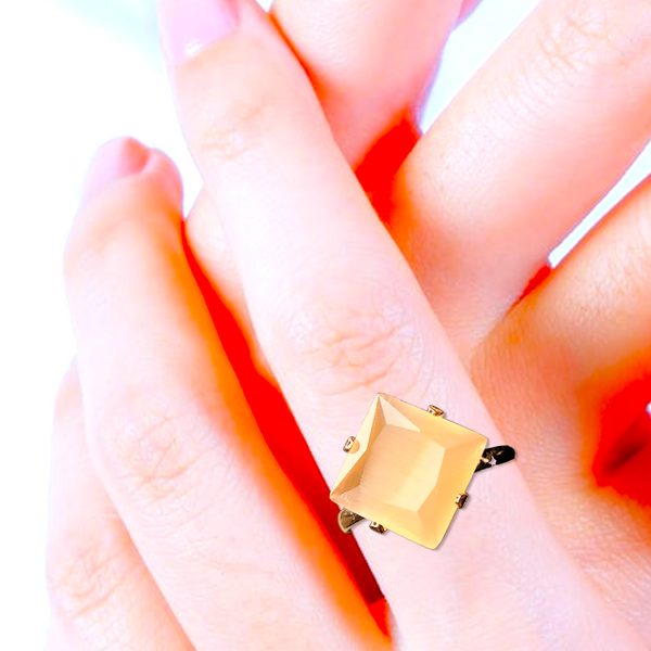 Diamond Shaped Stone Ring Peach Jewelry Ring Trincket