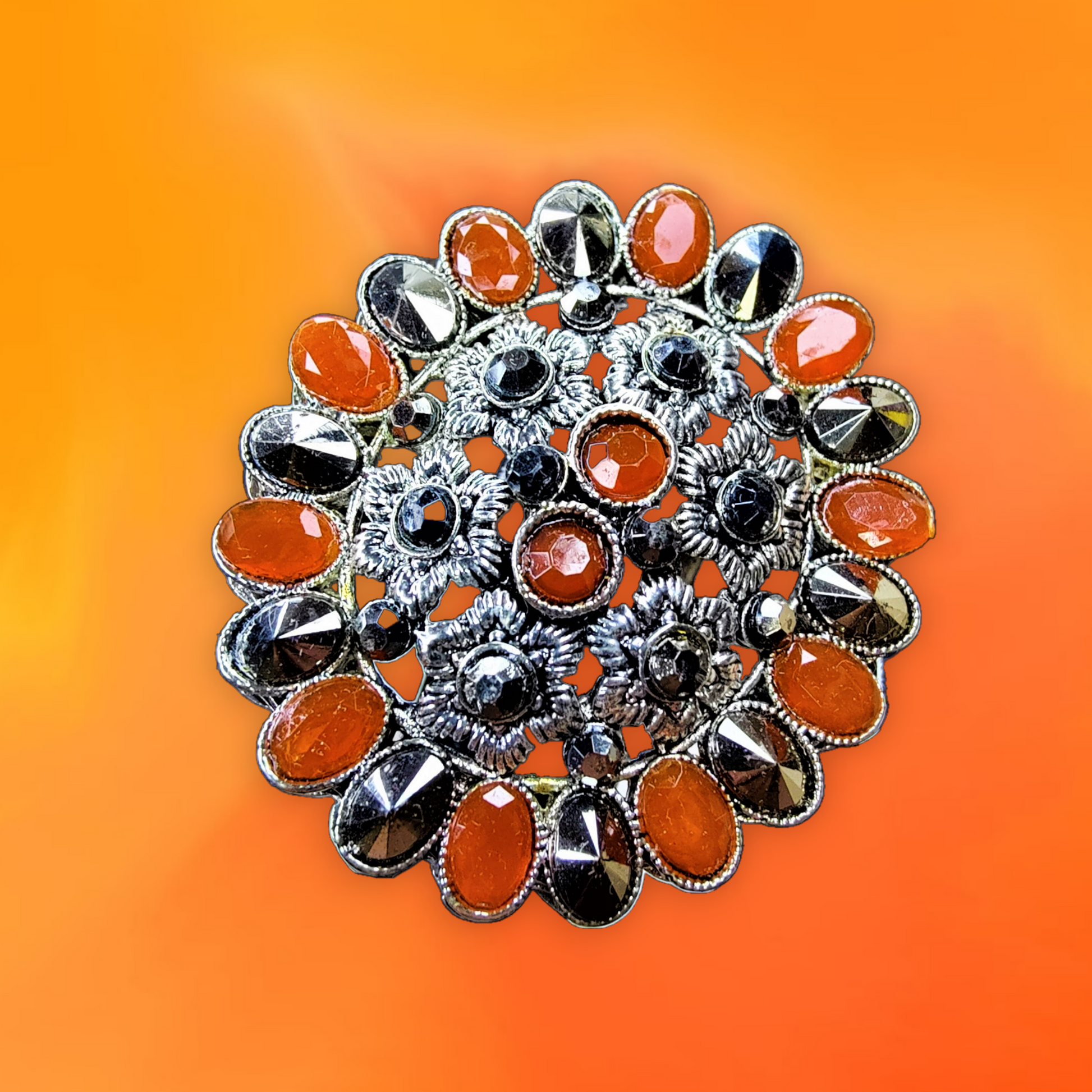 Unique Oxidized Rings | Adjustable & Stylish Oval Orange Ring casuals ethnic office party Ring Trincket Jewellry Jewelry Jewellery