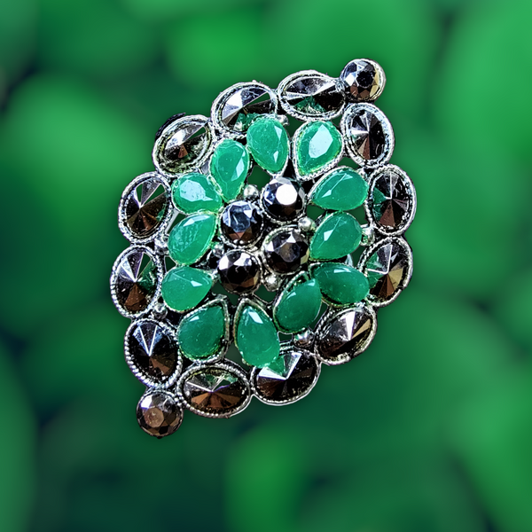 Oxidized Rings Leaf Dark Green Jewelry Ring Trincket